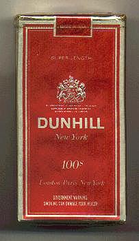 Dunhill New York 100s cigarettes soft box